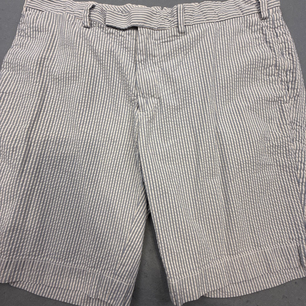 Polo Ralph Lauren Shorts Mens Size 36 Suffield Fit Striped Seersucker Blue White